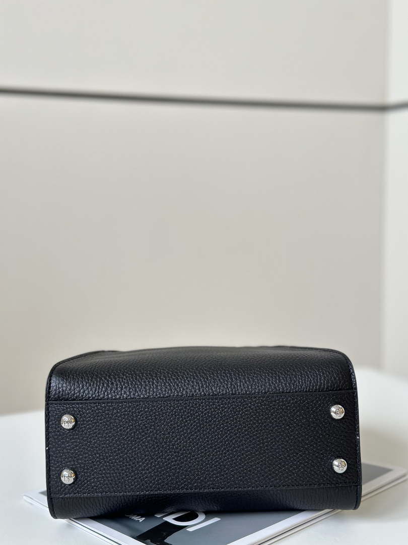 Fendi 8BN244 Peekaboo Mini Black Selleria bag with 220 hand-sewn topstitches 8522A
