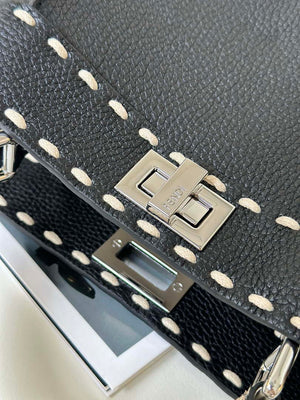 Fendi 8BN244 Peekaboo Mini Black Selleria bag with 220 hand-sewn topstitches 8522A - Default Title - View 7
