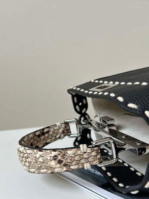Fendi 8BN244 Peekaboo Mini Black Selleria bag with 220 hand-sewn topstitches 8522A - Default Title - View 8