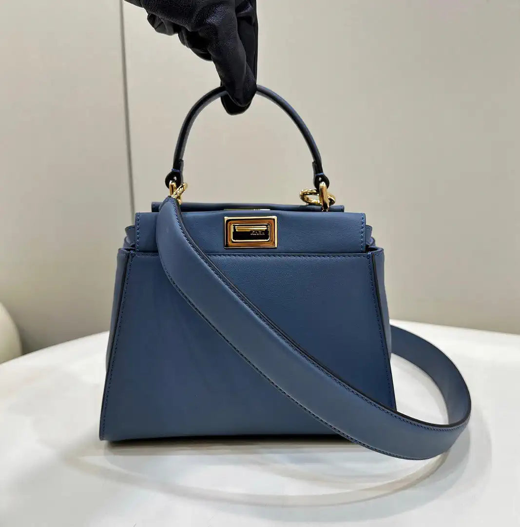 Fendi 8BN244 Peekaboo Mini Blue leather bag 2125