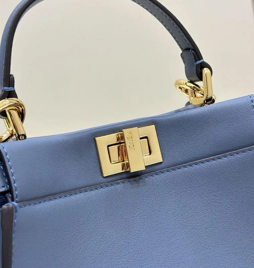 Fendi 8BN244 Peekaboo Mini Blue leather bag 2125
