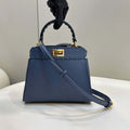 Fendi 8BN244 Peekaboo Mini Blue Selleria bag with 220 hand-sewn topstitches 8615 - Default Title - View 1