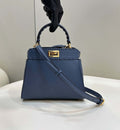 Fendi 8BN244 Peekaboo Mini Blue Selleria bag with 220 hand-sewn topstitches 8615