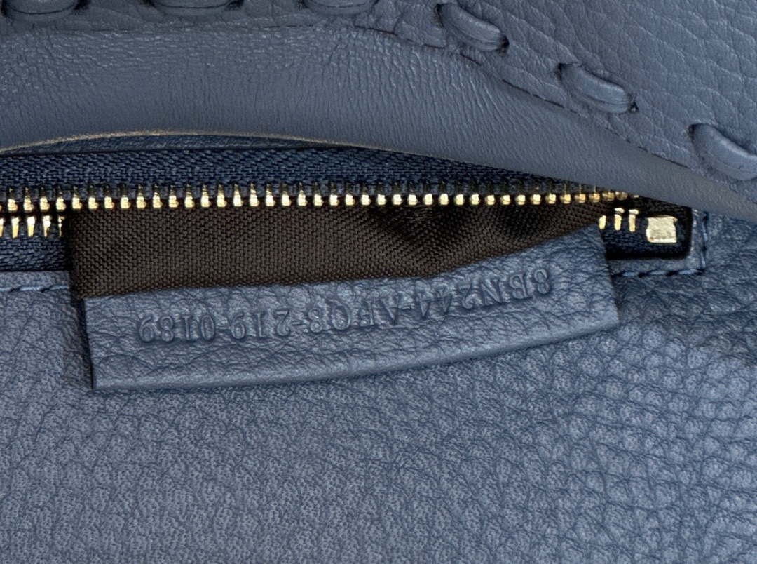Fendi 8BN244 Peekaboo Mini Blue Selleria bag with 220 hand-sewn topstitches 8615