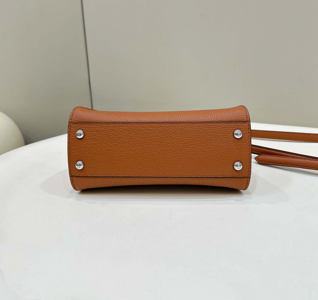 Fendi 8BN244 Peekaboo Mini Brown Selleria bag with 220 hand-sewn topstitches 8615
