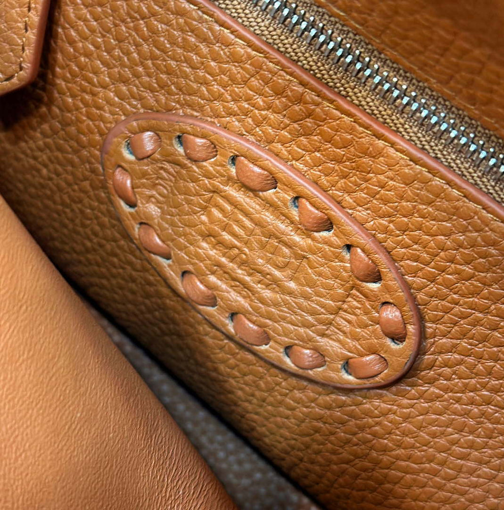 Fendi 8BN244 Peekaboo Mini Brown Selleria bag with 220 hand-sewn topstitches 8615
