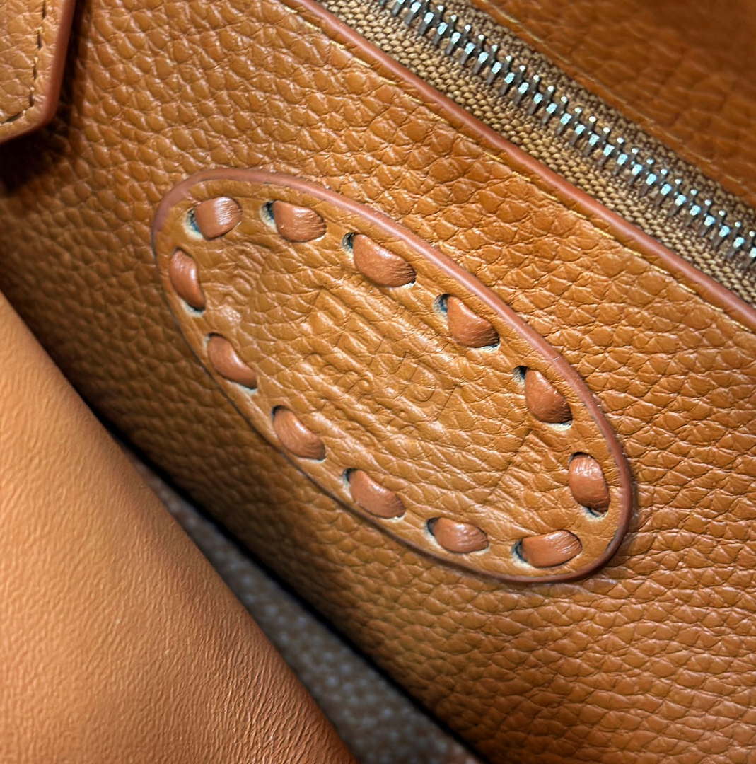 Fendi 8BN244 Peekaboo Mini Brown Selleria bag with 220 hand-sewn topstitches 8615
