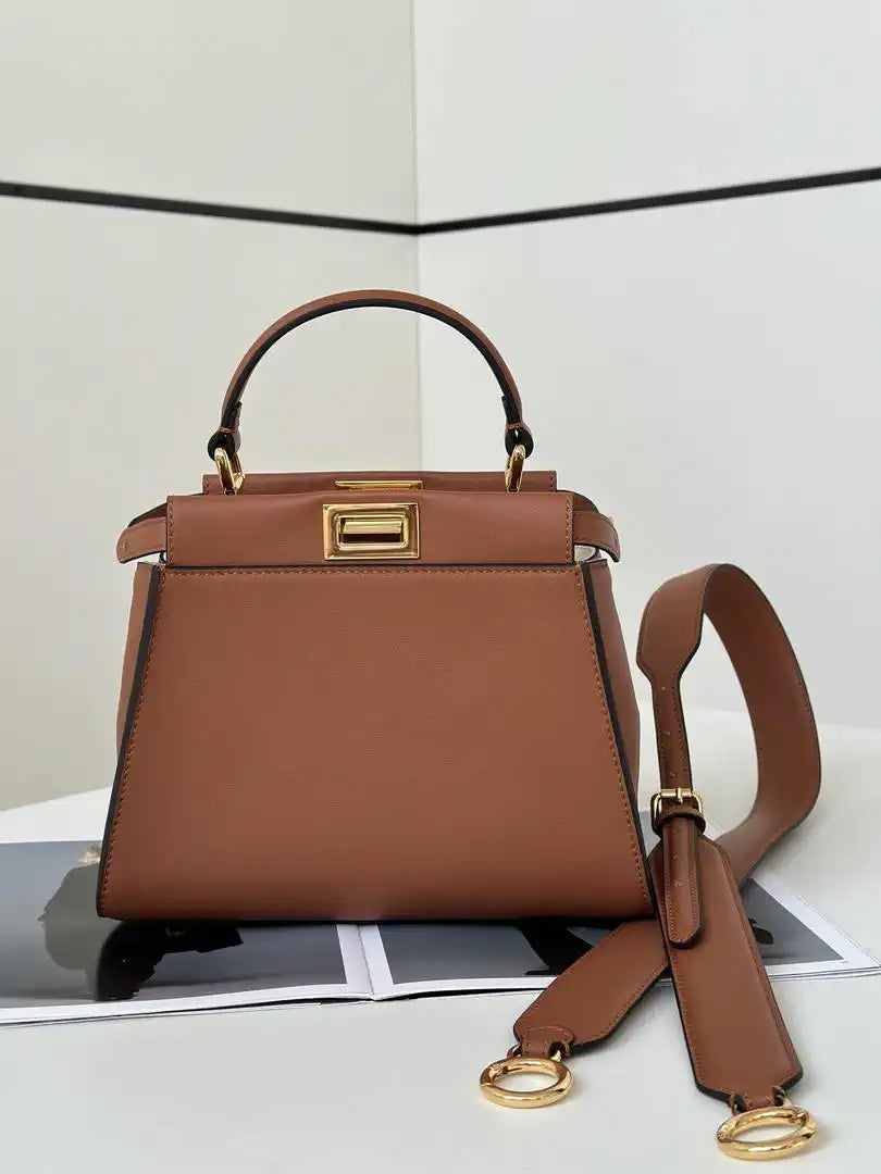 Fendi 8BN244 Peekaboo Mini Caramel leather bag 2125