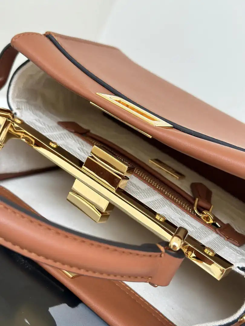 Fendi 8BN244 Peekaboo Mini Caramel leather bag 2125