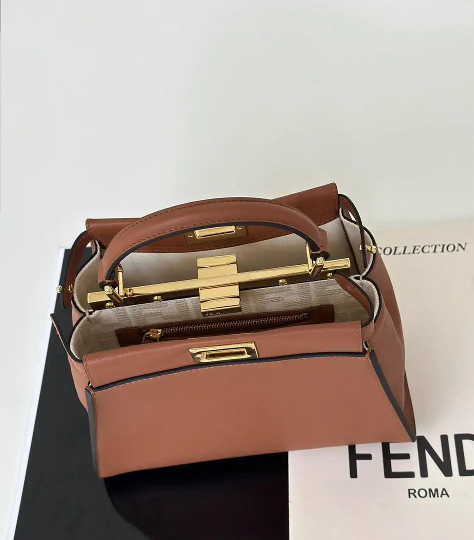 Fendi 8BN244 Peekaboo Mini Caramel leather bag 2125
