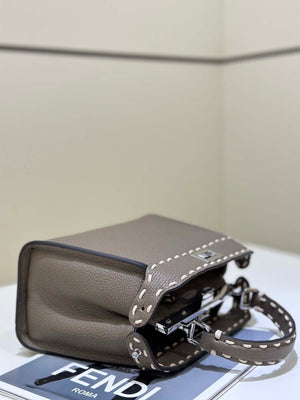 Fendi 8BN244 Peekaboo Mini Gray Selleria bag with 220 hand-sewn topstitches 8522A - Default Title - View 2