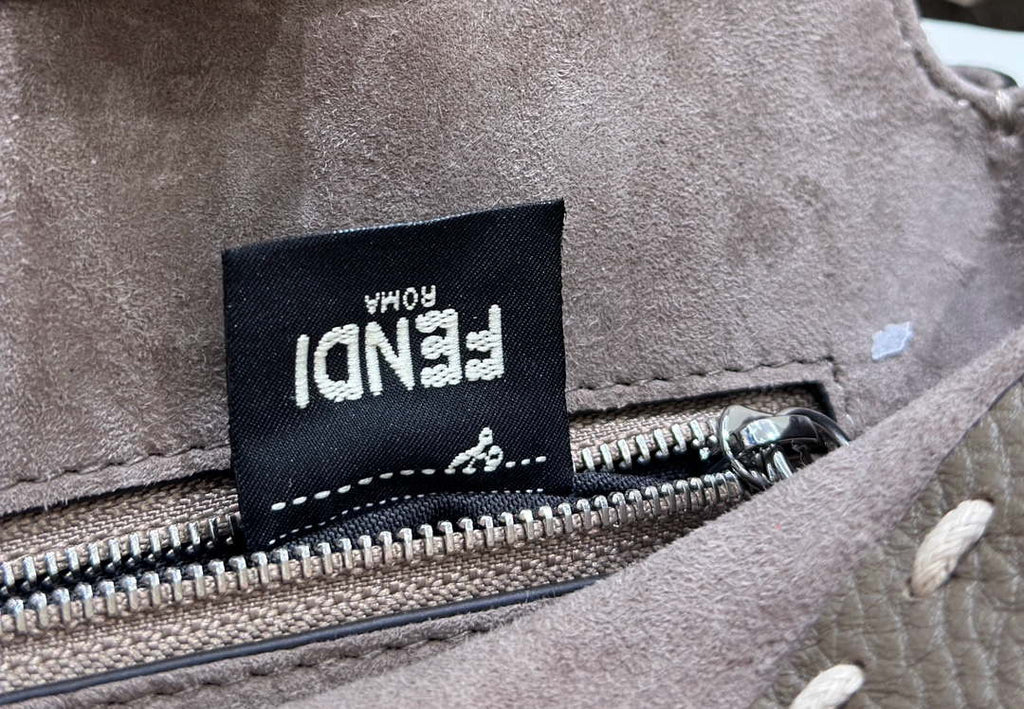 Fendi 8BN244 Peekaboo Mini Gray Selleria bag with 220 hand-sewn topstitches 8522A