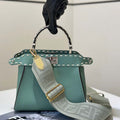 Fendi 8BN244 Peekaboo Mini Green Selleria bag with 220 hand-sewn topstitches 8522A - Default Title - View 1