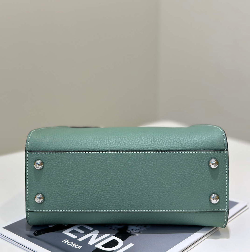 Fendi 8BN244 Peekaboo Mini Green Selleria bag with 220 hand-sewn topstitches 8522A