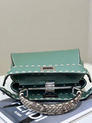 Fendi 8BN244 Peekaboo Mini Green Selleria bag with 220 hand-sewn topstitches 8522A - Default Title - View 9