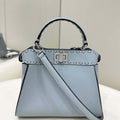 Fendi 8BN244 Peekaboo Mini Lake Blue Selleria bag with 220 hand-sewn topstitches 8615 - Default Title - View 1