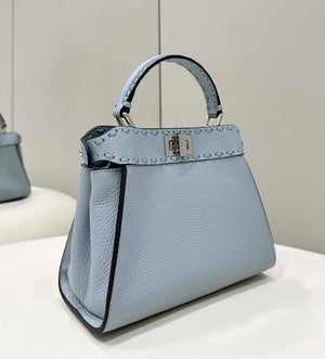 Fendi 8BN244 Peekaboo Mini Lake Blue Selleria bag with 220 hand-sewn topstitches 8615 - Default Title - View 2