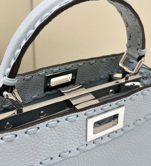 Fendi 8BN244 Peekaboo Mini Lake Blue Selleria bag with 220 hand-sewn topstitches 8615 - Default Title - View 4