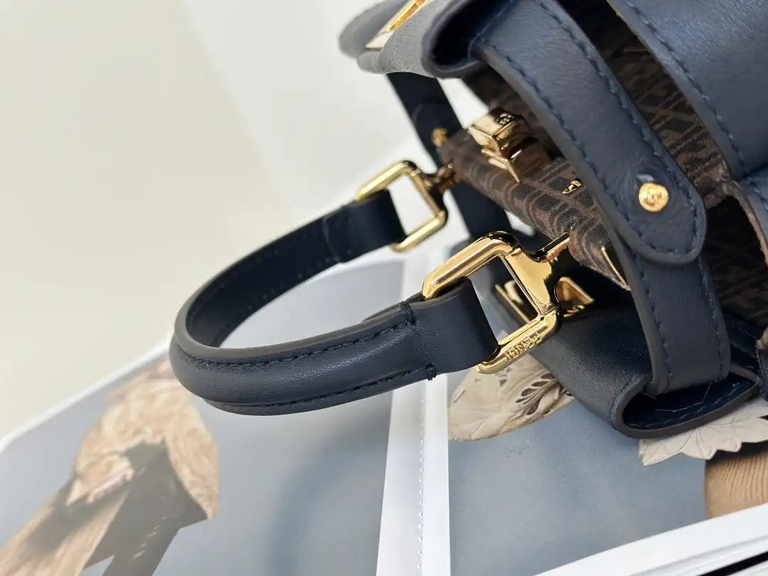 Fendi 8BN244 Peekaboo Mini Navy Blue leather bag 2125