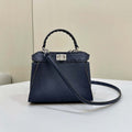 Fendi 8BN244 Peekaboo Mini Night Mist Blue Selleria bag with 220 hand-sewn topstitches 8615 - Default Title - View 1