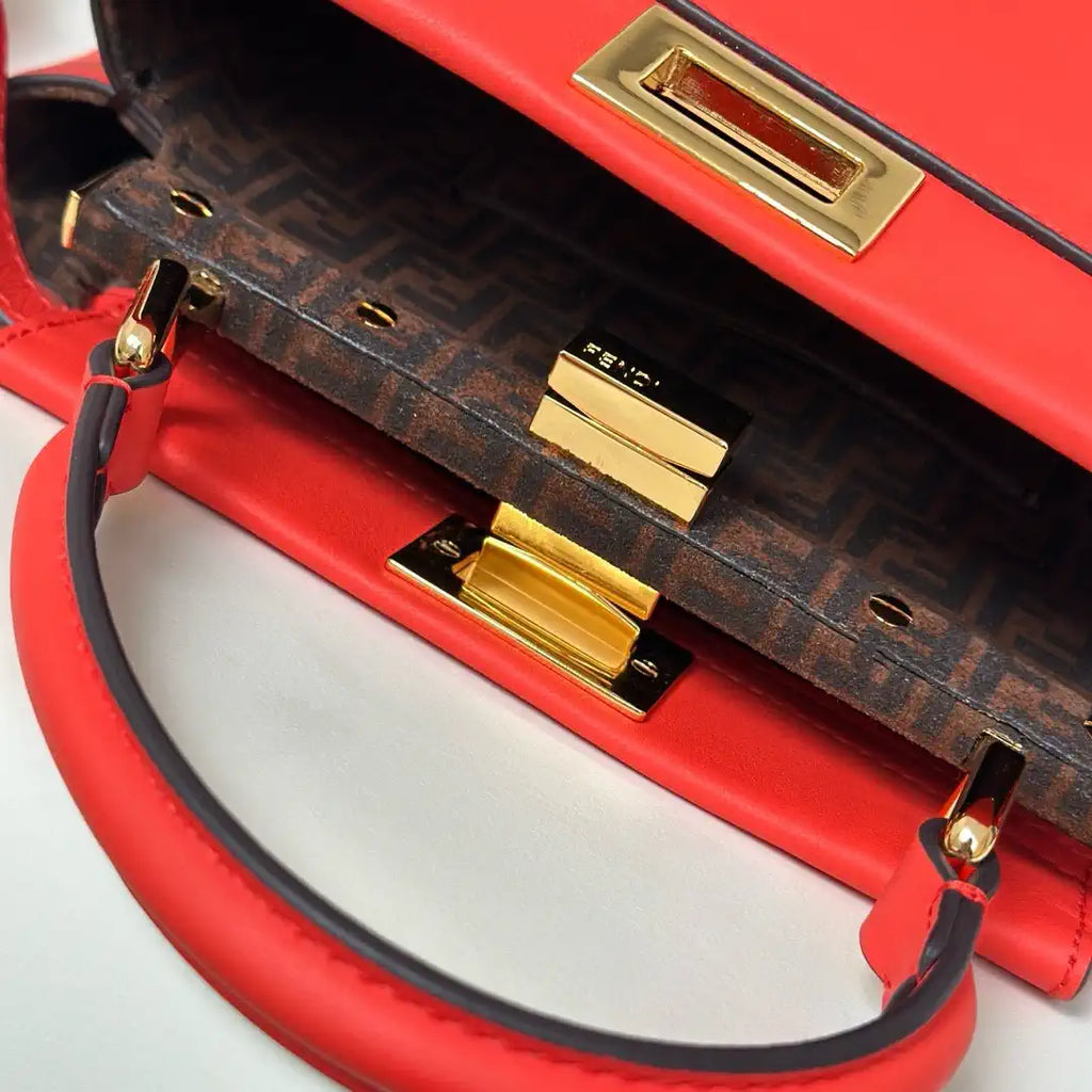 Fendi 8BN244 Peekaboo Mini Orange Red leather bag 2125