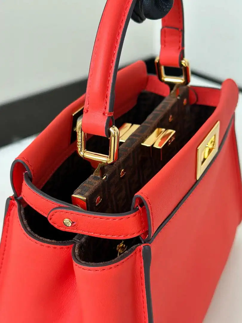 Fendi 8BN244 Peekaboo Mini Orange Red leather bag 2125