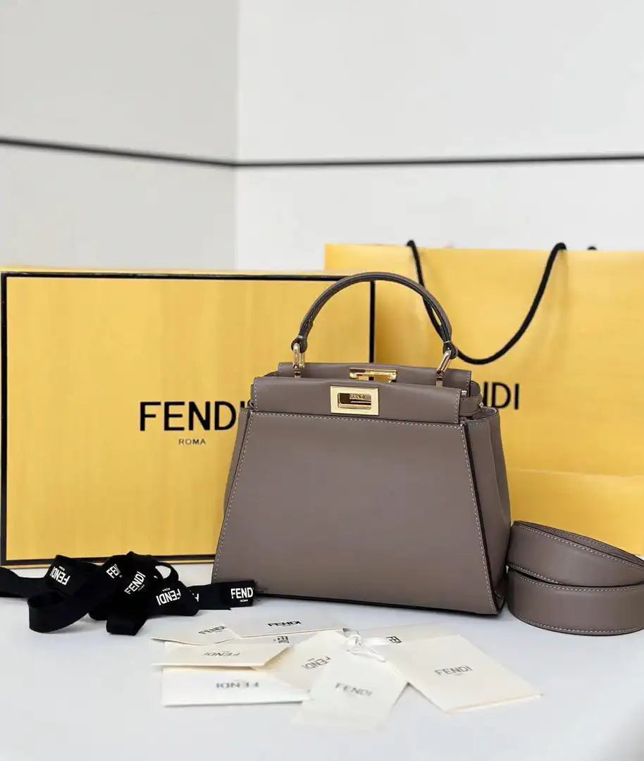 Fendi 8BN244 Peekaboo Mini Pigeon Grey leather bag 2125