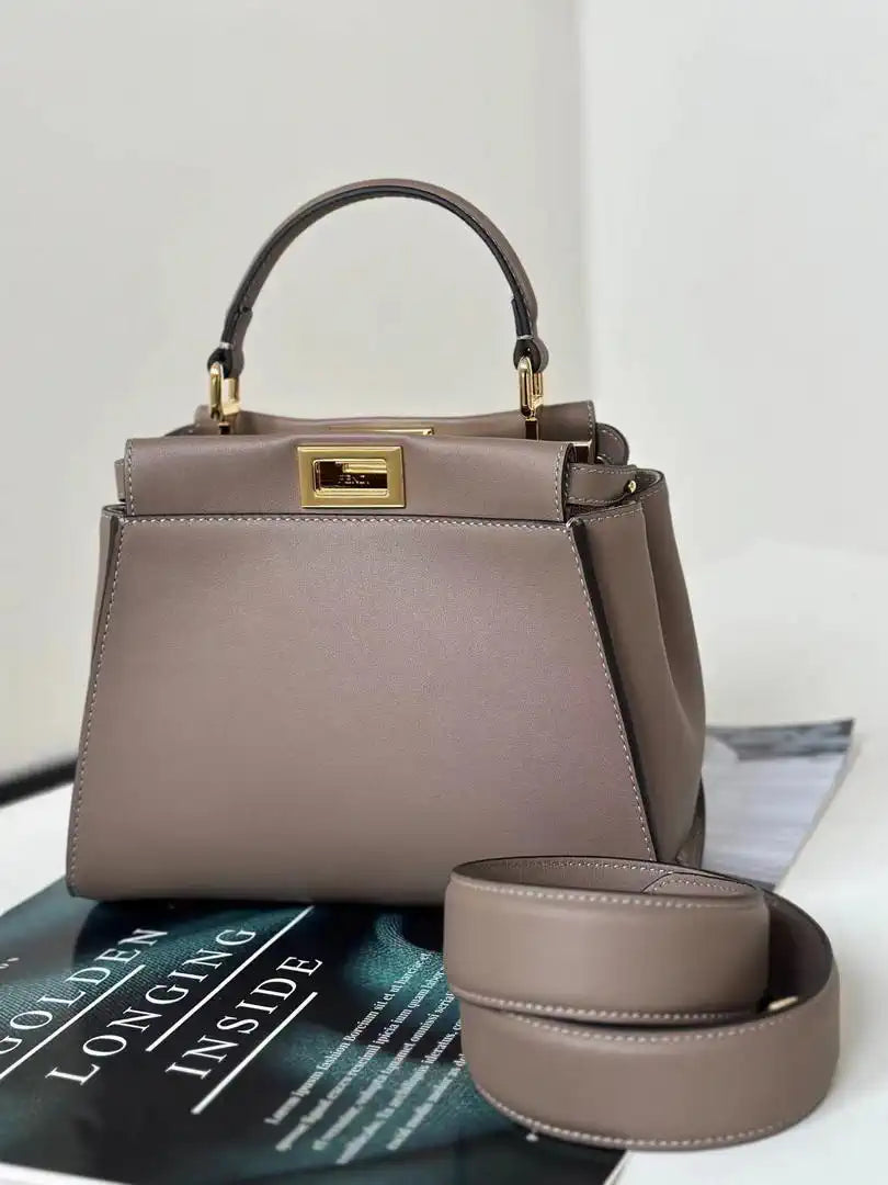 Fendi 8BN244 Peekaboo Mini Pigeon Grey leather bag 2125