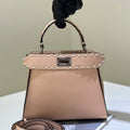 Fendi 8BN244 Peekaboo Mini Pink Selleria bag with 220 hand-sewn topstitches 8522A - Default Title - View 1