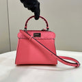 Fendi 8BN244 Peekaboo Mini Pink Selleria bag with 220 hand-sewn topstitches 8615 - Default Title - View 1