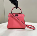 Fendi 8BN244 Peekaboo Mini Pink Selleria bag with 220 hand-sewn topstitches 8615