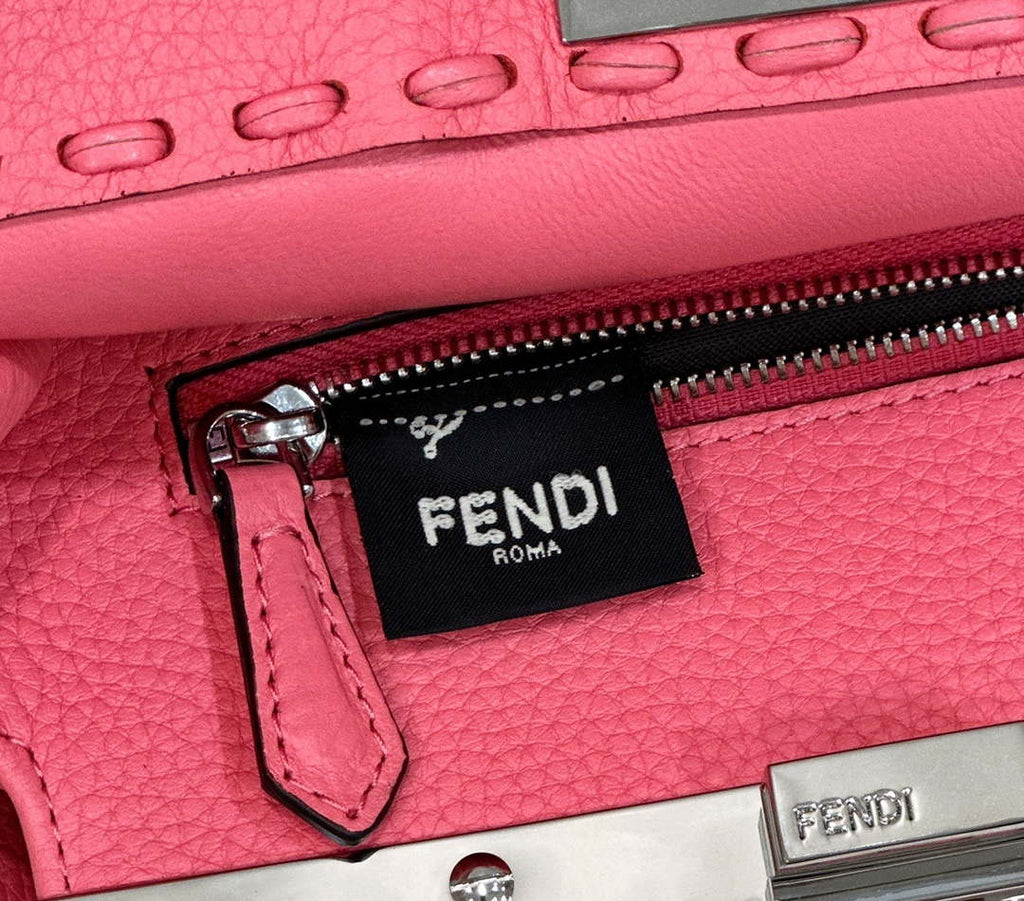 Fendi 8BN244 Peekaboo Mini Pink Selleria bag with 220 hand-sewn topstitches 8615