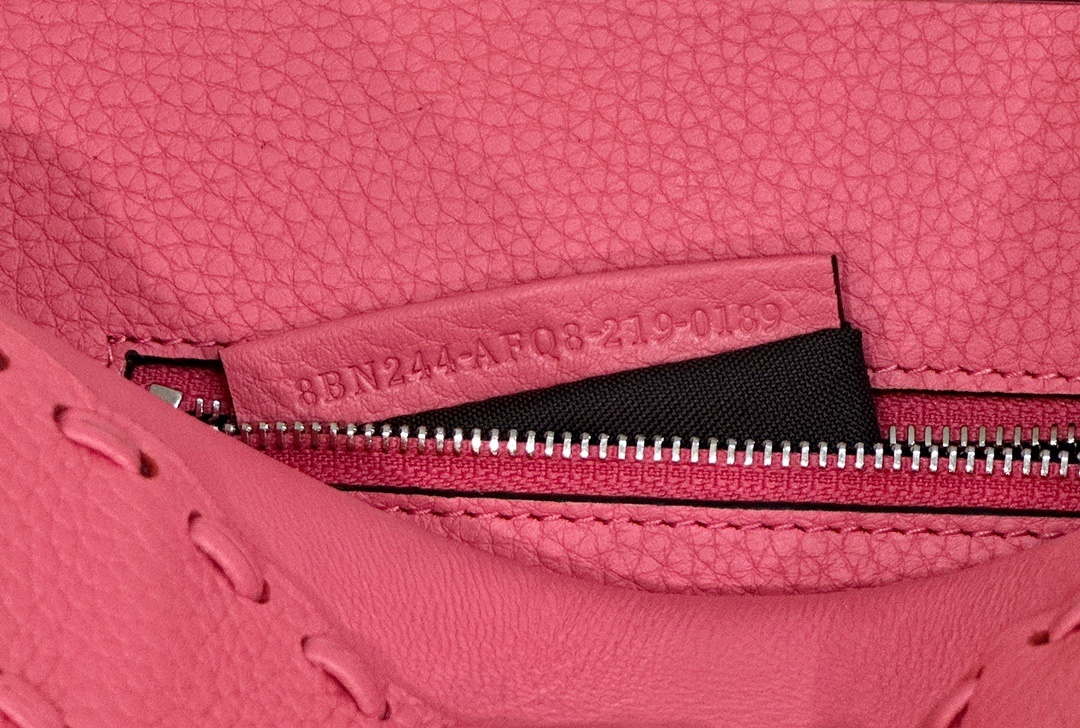 Fendi 8BN244 Peekaboo Mini Pink Selleria bag with 220 hand-sewn topstitches 8615