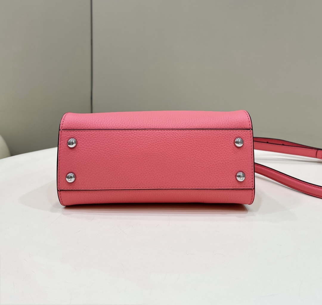 Fendi 8BN244 Peekaboo Mini Pink Selleria bag with 220 hand-sewn topstitches 8615