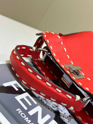 Fendi 8BN244 Peekaboo Mini Red Selleria bag with 220 hand-sewn topstitches 8522A - Default Title - View 7