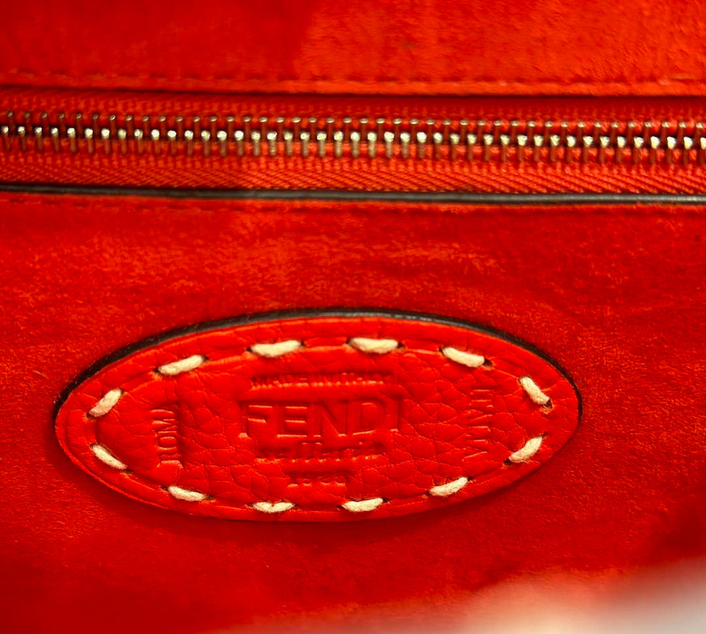 Fendi 8BN244 Peekaboo Mini Red Selleria bag with 220 hand-sewn topstitches 8522A