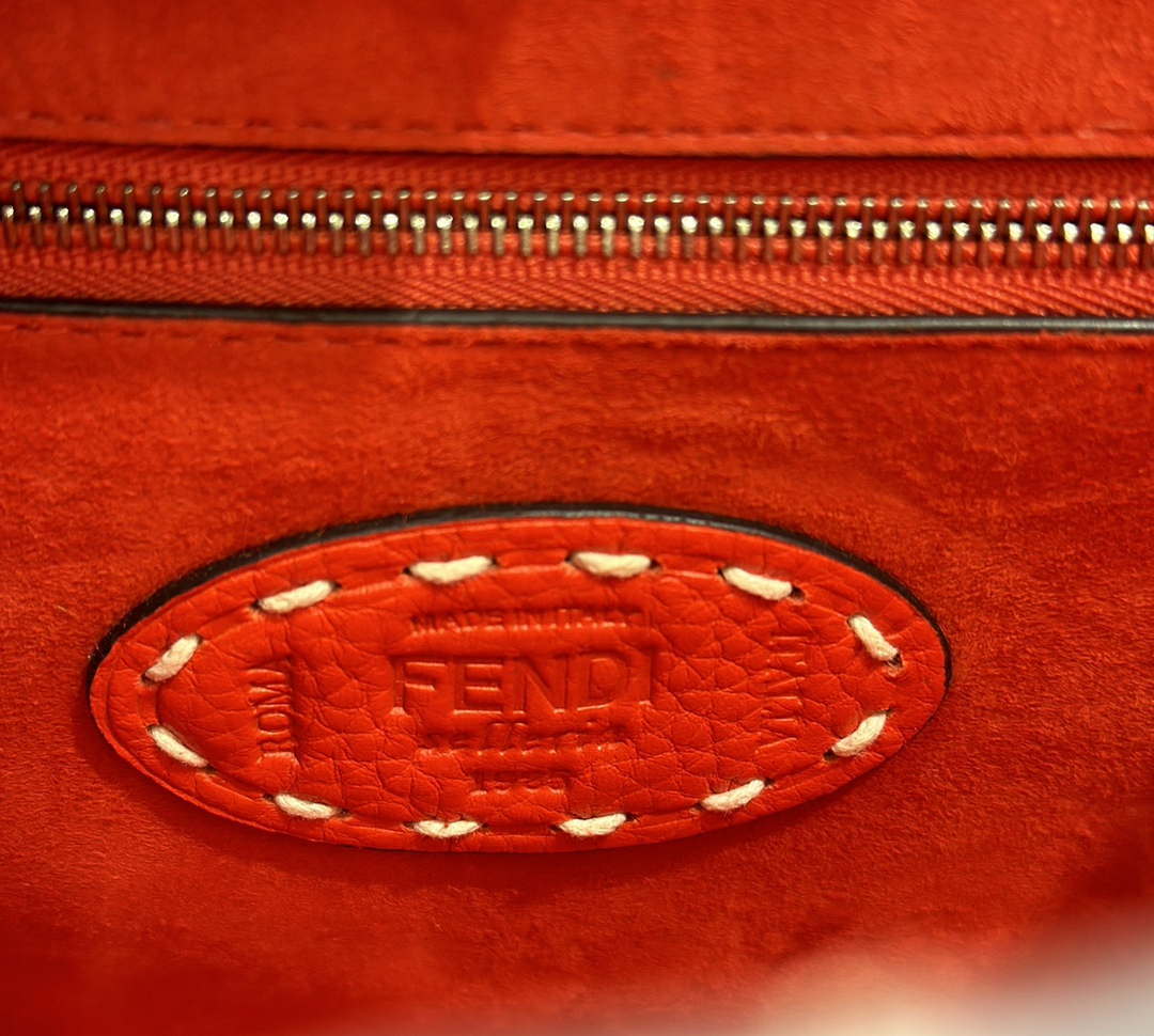 Fendi 8BN244 Peekaboo Mini Red Selleria bag with 220 hand-sewn topstitches 8522A