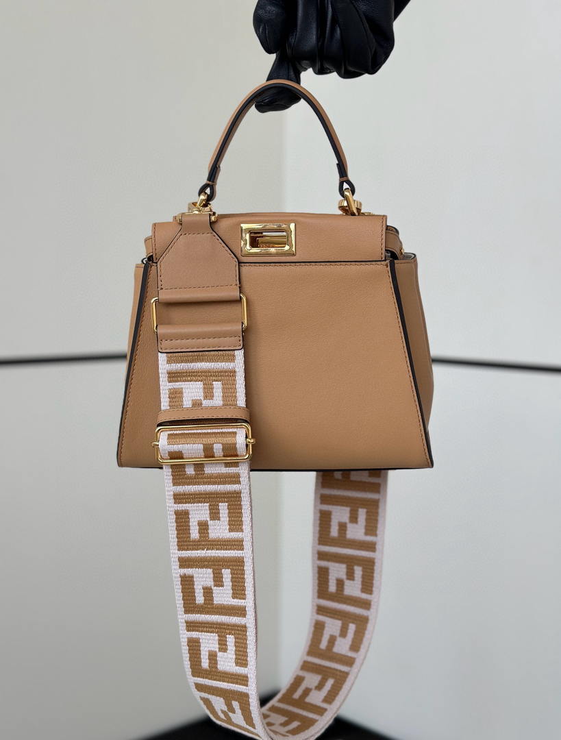 Fendi 8BN244 Peekaboo Mini Sand-coloured leather bag 2125