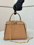 Fendi 8BN244 Peekaboo Mini Sand-coloured leather bag 2125