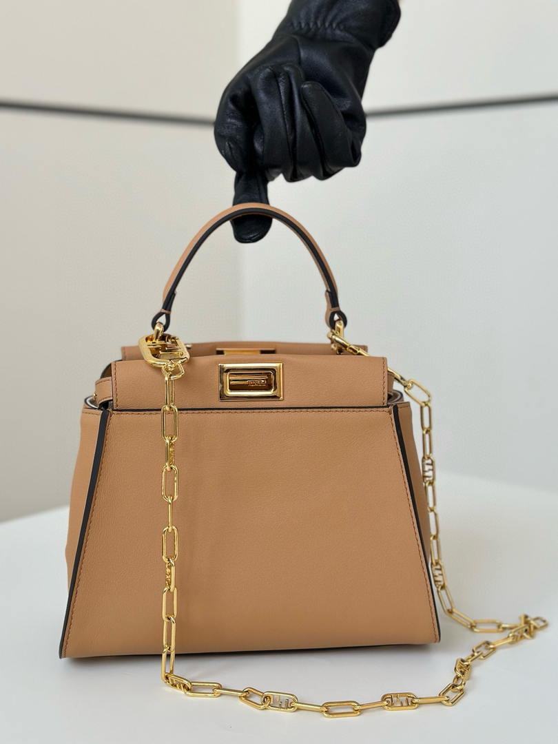 Fendi 8BN244 Peekaboo Mini Sand-coloured leather bag 2125