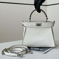 Fendi 8BN244 Peekaboo Mini White Selleria bag with 220 hand-sewn topstitches 8522A - Default Title - View 1