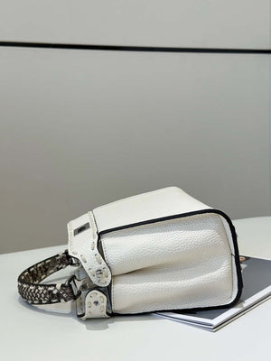 Fendi 8BN244 Peekaboo Mini White Selleria bag with 220 hand-sewn topstitches 8522A - Default Title - View 2