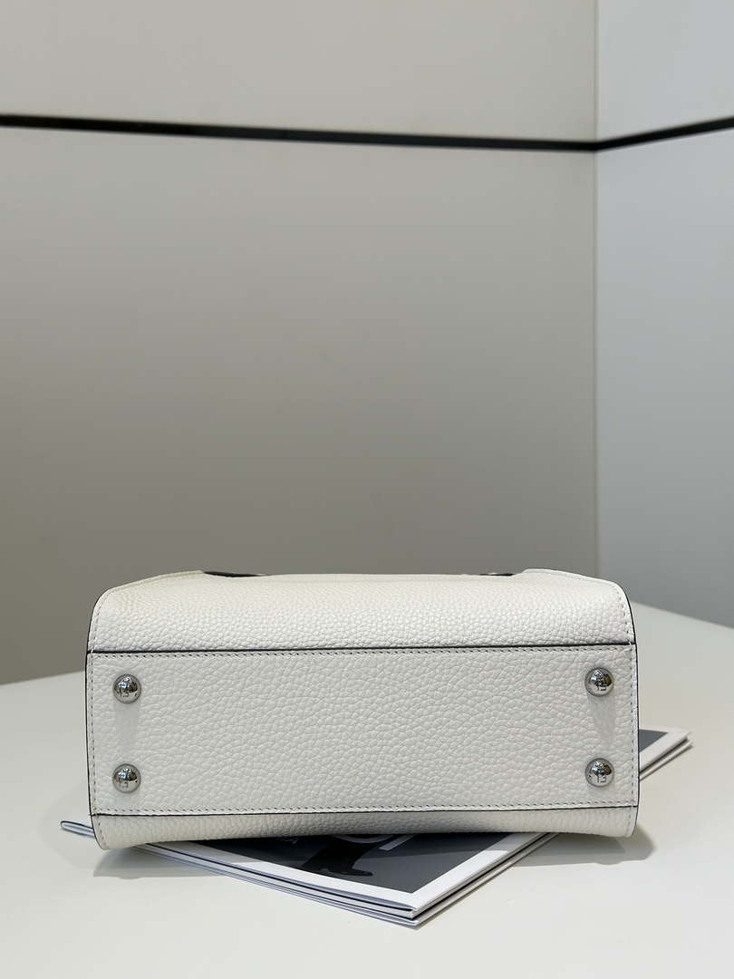 Fendi 8BN244 Peekaboo Mini White Selleria bag with 220 hand-sewn topstitches 8522A