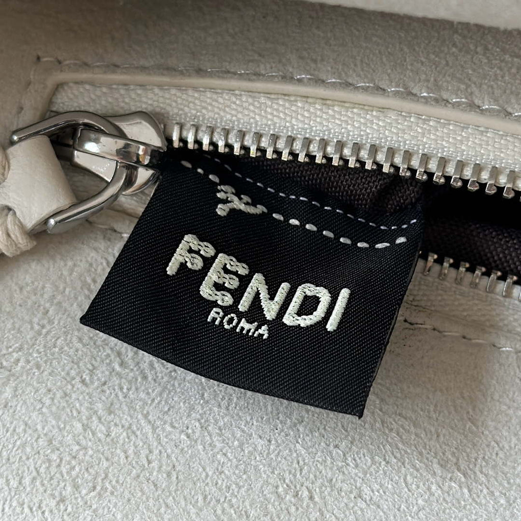 Fendi 8BN244 Peekaboo Mini White Selleria bag with 220 hand-sewn topstitches 8522A