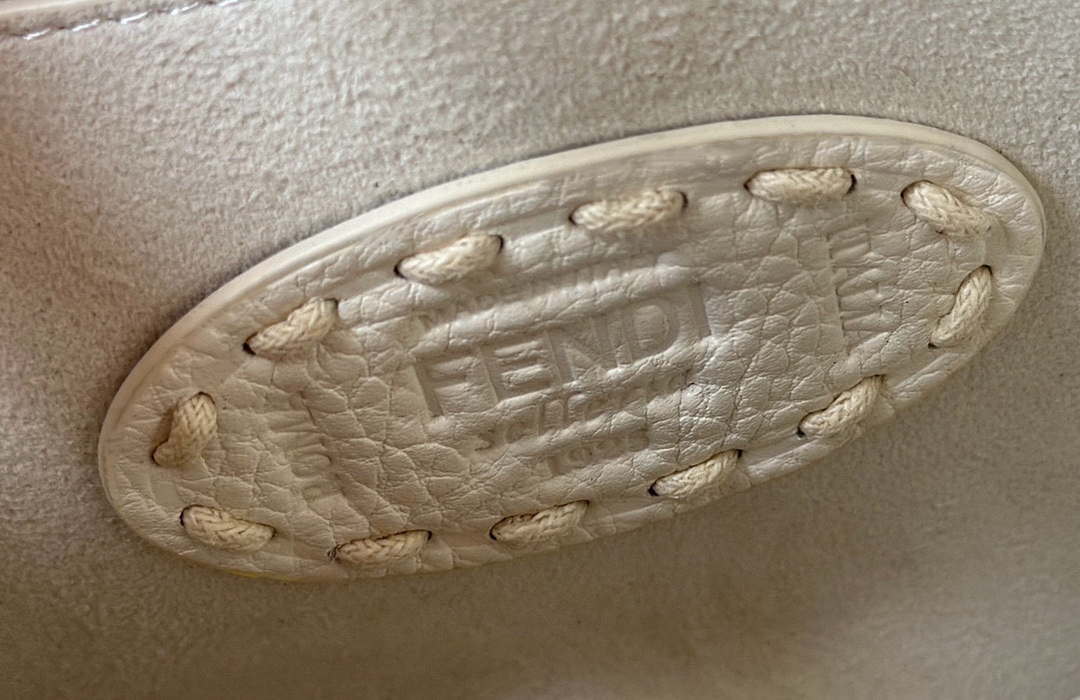 Fendi 8BN244 Peekaboo Mini White Selleria bag with 220 hand-sewn topstitches 8522A