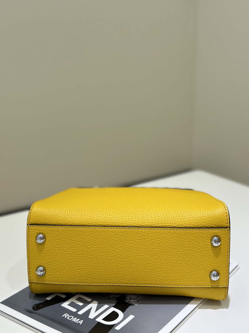 Fendi 8BN244 Peekaboo Mini Yellow Selleria bag with 220 hand-sewn topstitches 8522A