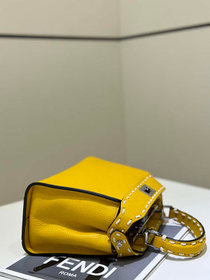 Fendi 8BN244 Peekaboo Mini Yellow Selleria bag with 220 hand-sewn topstitches 8522A - Default Title - View 8