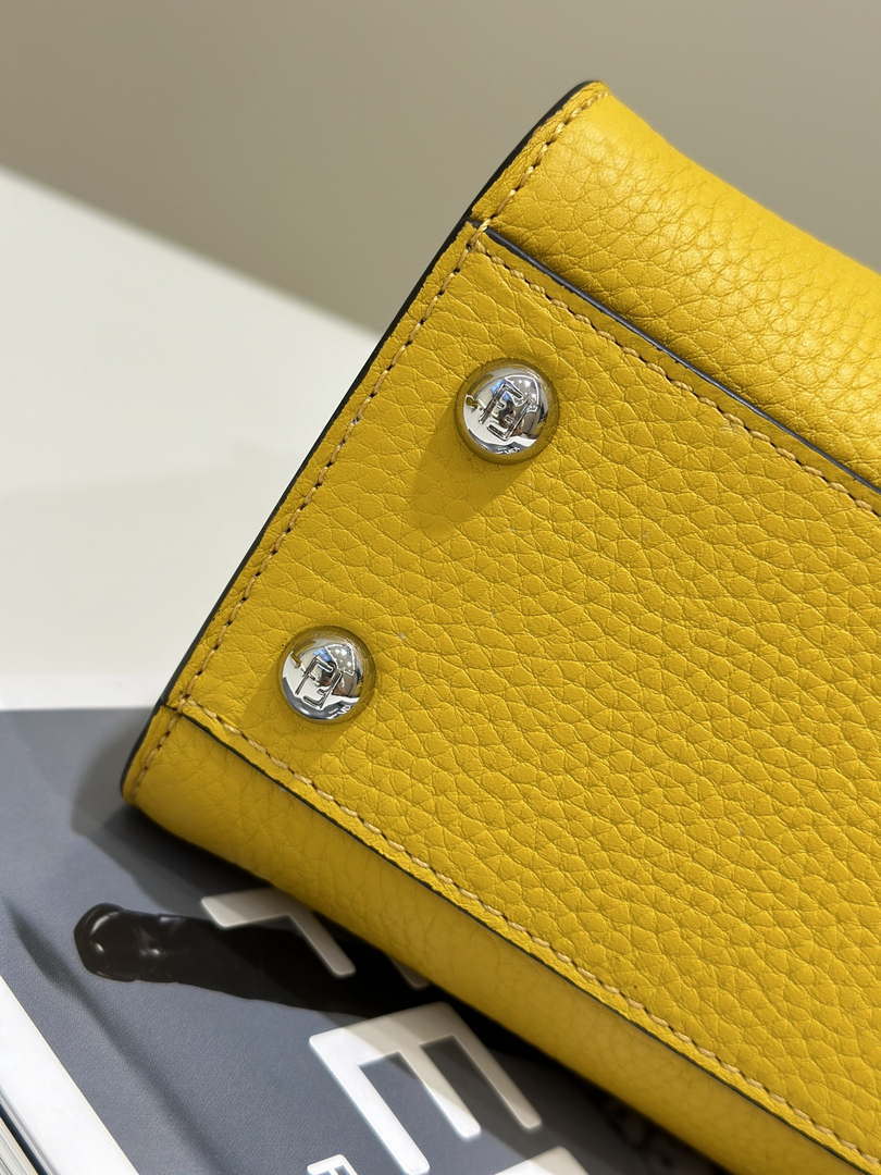 Fendi 8BN244 Peekaboo Mini Yellow Selleria bag with 220 hand-sewn topstitches 8522A