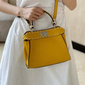 Fendi 8BN244 Peekaboo Mini Yellow Selleria bag with 220 hand-sewn topstitches 8522A - Default Title - View 1