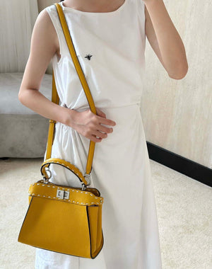 Fendi 8BN244 Peekaboo Mini Yellow Selleria bag with 220 hand-sewn topstitches 8522A - Default Title - View 4